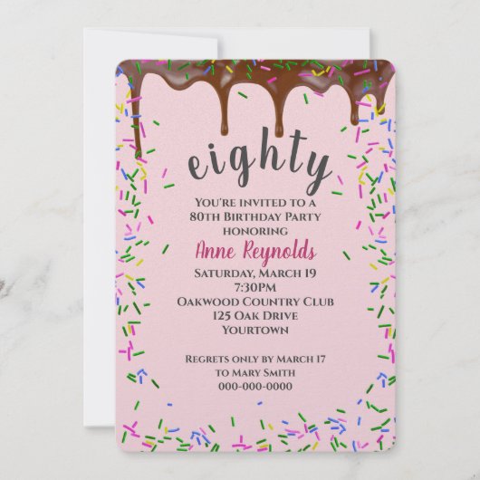 Invitation Glace au chocolat avec arrosage pour 80e anniversa (Devant)