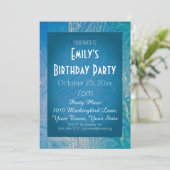 Invitation Glace Bleue et Blanc hiver Wonderland fête d'anniv (Debout devant)