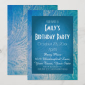 Invitation Glace Bleue et Blanc hiver Wonderland fête d'anniv (Devant / Derrière)