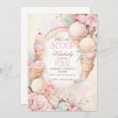 Invitation Glace capricieuse, glace rose vintage (Devant / Derrière)