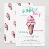 Invitation Glace Cerise Eté Anniversaire (Devant / Derrière)