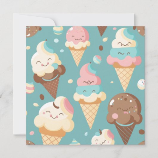 Invitation Glace colorée mignonne (Devant)