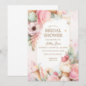 Invitation Glace cônes de glace floraux (Devant / Derrière)