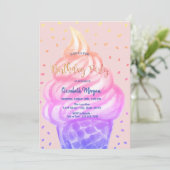 Invitation Glace Cool Cône Rose Anniversaire (Debout devant)