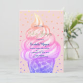 Invitation Glace Cool Cône Rose Baby Shower (Debout devant)