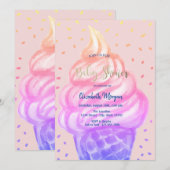 Invitation Glace Cool Cône Rose Baby Shower (Devant / Derrière)