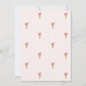 Invitation Glace Cool Flamant Rose Ruban Rayé Anniversaire (Dos)