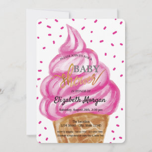 Invitation Glace Cornet Confettis Sucreries Baby Shower