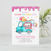 Invitation Glace Cream Ramassez Fun Camion Anniversaire de en (Debout devant)
