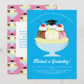Invitation Glace Cream Social Sundae Graduation Party (Devant / Derrière)