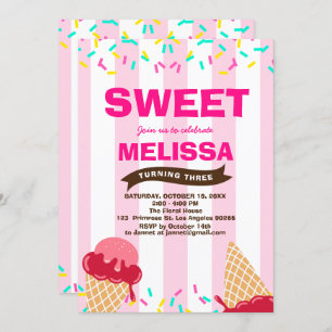 Invitation Glace Cream Sweet Baby Sprinkle Boutique de bonbon