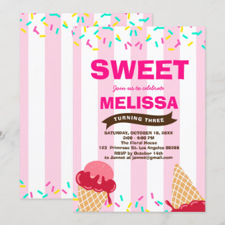 Invitation Glace Cream Sweet Baby Sprinkle Boutique de bonbon