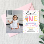 Invitation Glace Cream Sweet One Photo 1er Anniversaire Fête<br><div class="desc">Voici une crème glacée Sweet One Custom Photo 1er Anniversaire Fête Invitation!</div>