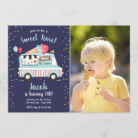 Glace Cream Truck Sweet Time Boy Red Blue Birthday