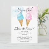 Invitation Glace Cream What's The Scoop Gender Reveal Party (Debout devant)