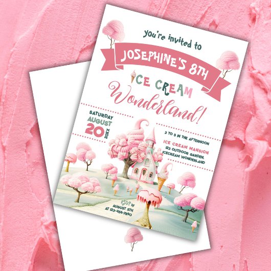 Invitation Glace Cream Wonderland Party