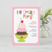 Invitation Glace Creative Party - rose, vert et Brown (Debout devant)