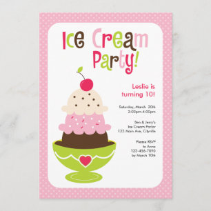 Invitation Glace Creative Party - rose, vert et Brown