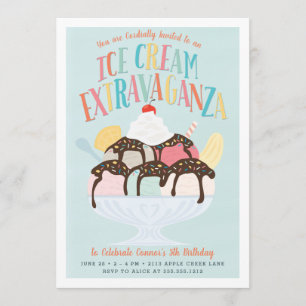 Invitation Glace Crem Extravaganza fête d'anniversaire