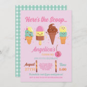 Invitation Glace Crème Cuillère Magasin Filles Mignonnes Suce (Devant / Derrière)