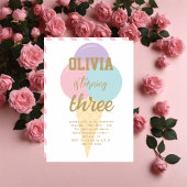 Invitation Glace Crème Or Foil Calligraphie Anniversaire