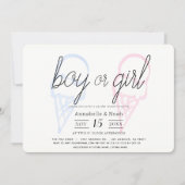 Invitation Glace Crème rose et bleu Révélation de genre (Devant)