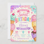 Invitation Glace d'anniversaire douce (Devant)