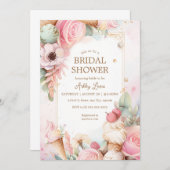 Invitation Glace de crème florale cônes de glace (Devant / Derrière)