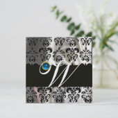 INVITATION GLACE DE SOIE NOIR BLANC DAMAS MONOGRAMME SAPPHIR  (Debout devant)