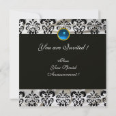 INVITATION GLACE DE SOIE NOIR BLANC DAMAS MONOGRAMME SAPPHIRE (Dos)