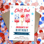 Invitation Glace d'été pour enfants détendus Gâteau d'anniver<br><div class="desc">Détendez-vous avec nous pour une célébration d'anniversaire d'été amusante et colorée. Cette invitation d'anniversaire pour enfants en forme de sucettes glacées présente des couleurs vives rouges, blanches et bleues inspirées du 4 juillet et des illustrations adorables de sucettes, parfaites pour une fête en plein air. Conçue pour les anniversaires d'enfants,...</div>