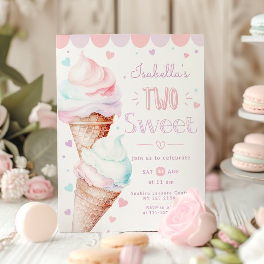 Invitation Glace Deux douces filles anniversaire