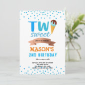 Invitation Glace deux doux garçon fête (Debout devant)
