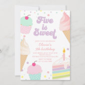 Invitation Glace et Gâteau 5ème Anniversaire (Devant)