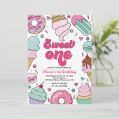 Invitation Glace et gâteau douce première 1er anniversaire (Debout devant)