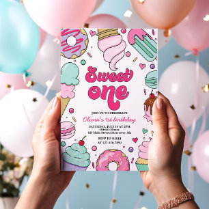 Invitation Glace et gâteau douce première 1er anniversaire