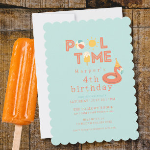 Invitation glace flamant rose d'été pour fête d'anniversaire