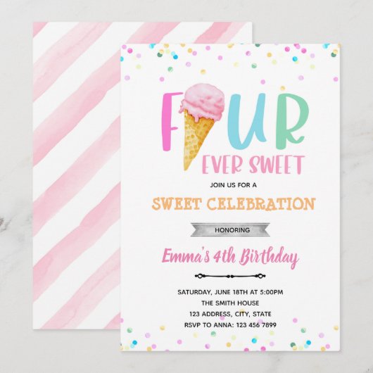 Invitation glace FOURever (Devant / Derrière)