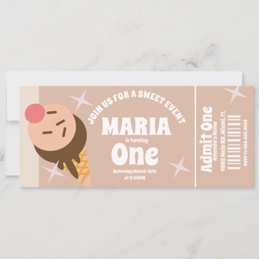 Invitation Glace Groovy Billet de fête d'anniversaire (Devant)