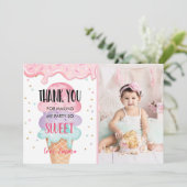 Invitation Glace Merci Voici la Scoop Confettis Roses (Debout devant)