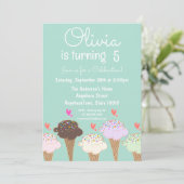 Invitation Glace mignonne Anniversaire (Debout devant)