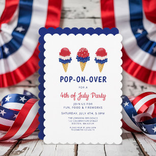 Invitation Glace Mignonne Rouge, Blanc Et Bleu 4 Juillet