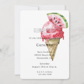 Invitation Glace Pastèque Verte Rouge Cône Anniversaire (Devant)