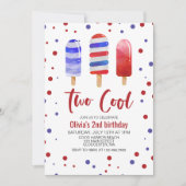 Invitation Glace Pops Deux Cool Rouge Blanc Bleu 2e anniversa (Devant)