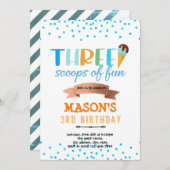 Invitation Glace trois boules fête (Devant / Derrière)