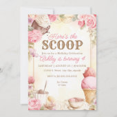 Invitation Glace vintage pour fête glace rose (Devant)