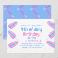 Invitation glacée au aquarelle du 4 juillet