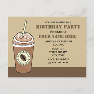 Invitation glacée de fête d'anniversaire de café