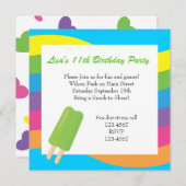 Invitation Glaces, arcs-en-ciel et coeurs (Devant / Derrière)