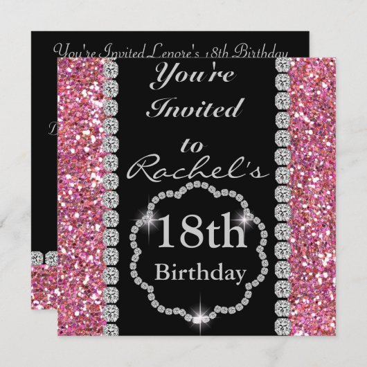 Invitation GLAM 18e anniversaire (Devant / Derrière)